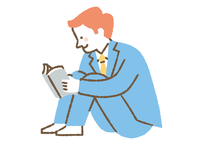 Man in suit reading book_Color