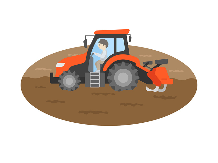 Clip art of man plowing and operating a tractor