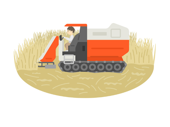 Clip art of man operating combine harvester