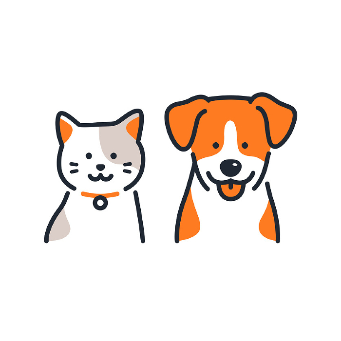Dog and cat simple icon illustration