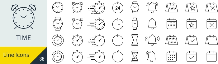 Vector time line drawing icon set