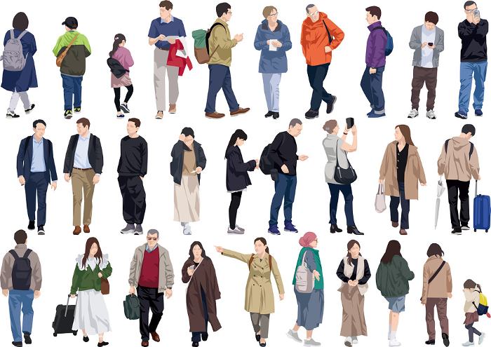 Set of illustrations of people of all ages and genders
