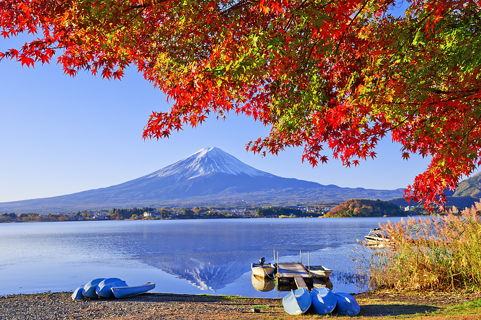 Lake Kawaguchi and Mt. Fuji in Autumn Yamanashi Prefecture