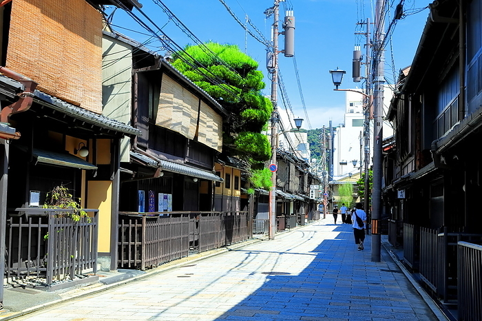 Houses of Shinbashi in Gion in summer Kyoto City, Kyoto Prefecture