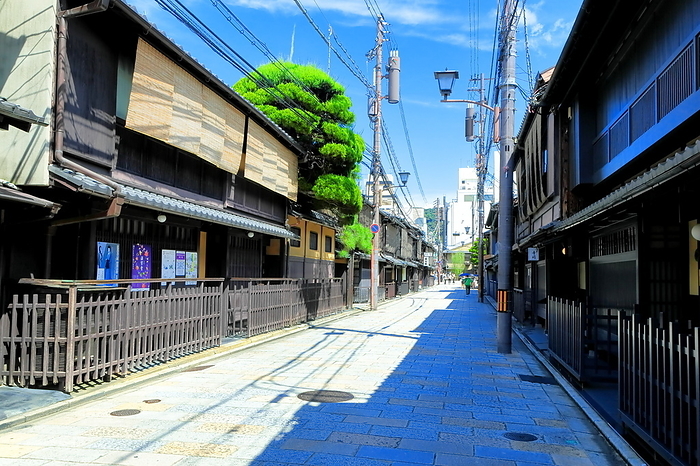 Houses of Shinbashi in Gion in summer Kyoto City, Kyoto Prefecture