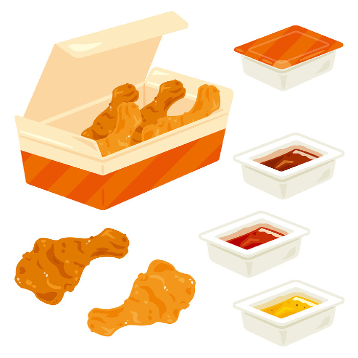 Fried chicken set in a square box