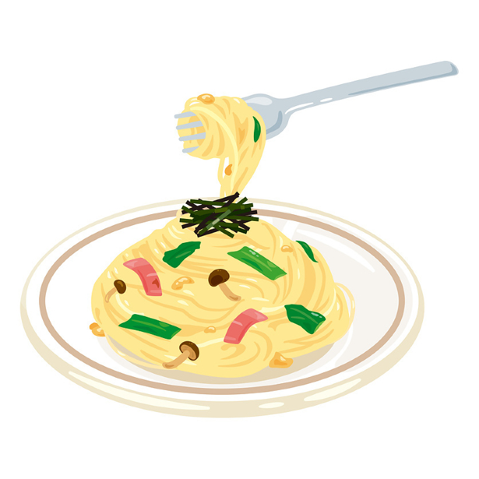 Japanese pasta lifted with a fork