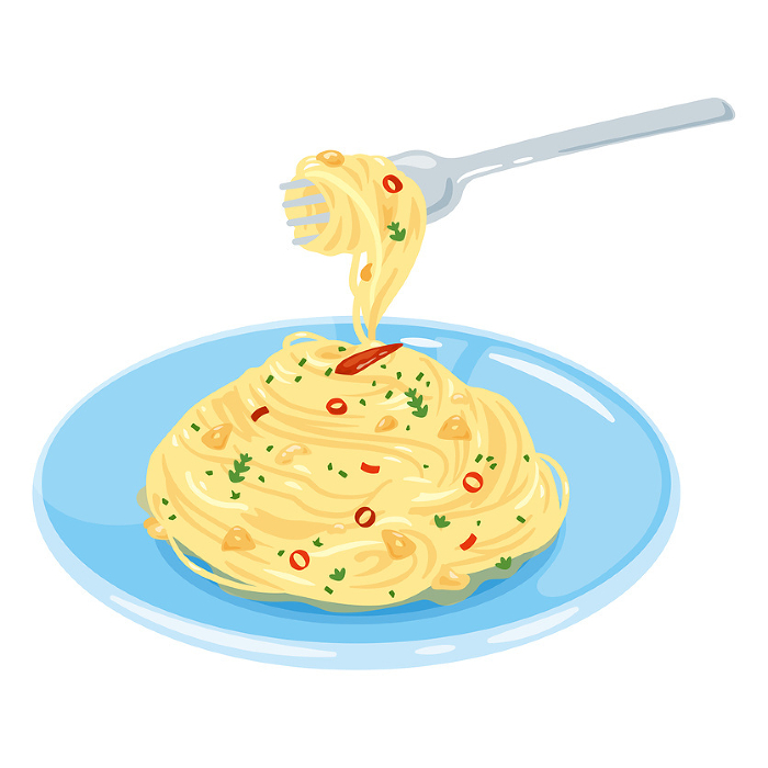 Peperoncino pasta lifted with a fork