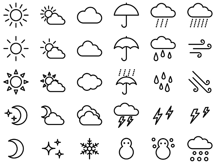 Vector illustration set of various weather icons