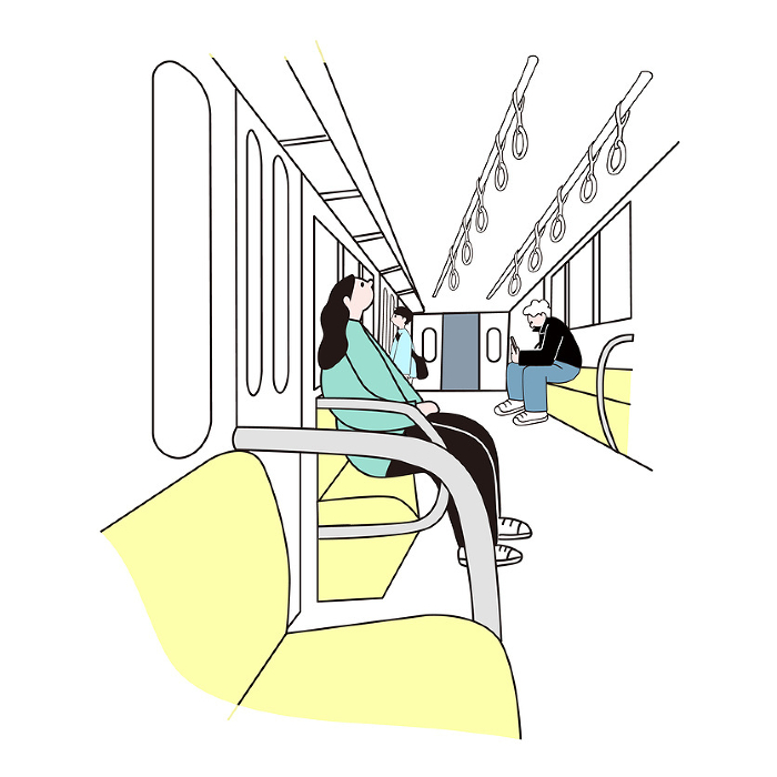 Train, line drawing, vector