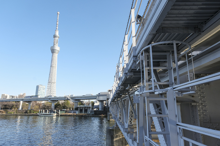 View of Sumida Ward from the bank of the Sumida River