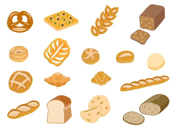 Set of various breads
