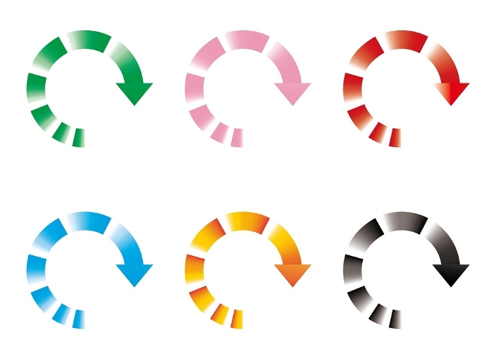 Illustration set of simple rotating arrows