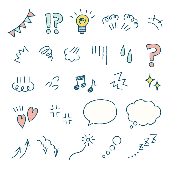 Set of handwritten style icons representing various emotions Simple