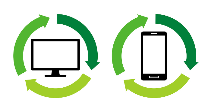 Computer and smartphone recycling icons