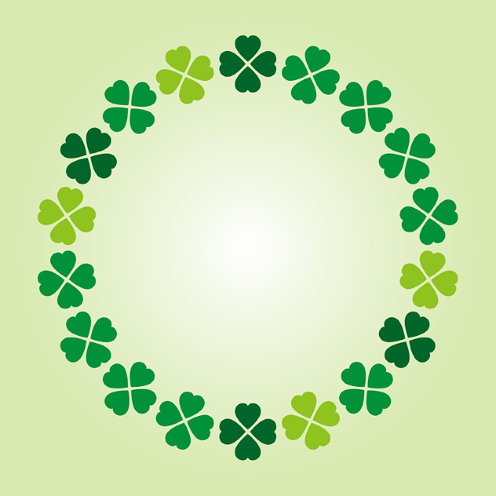 Circular frame with lucky four-leaf clover
