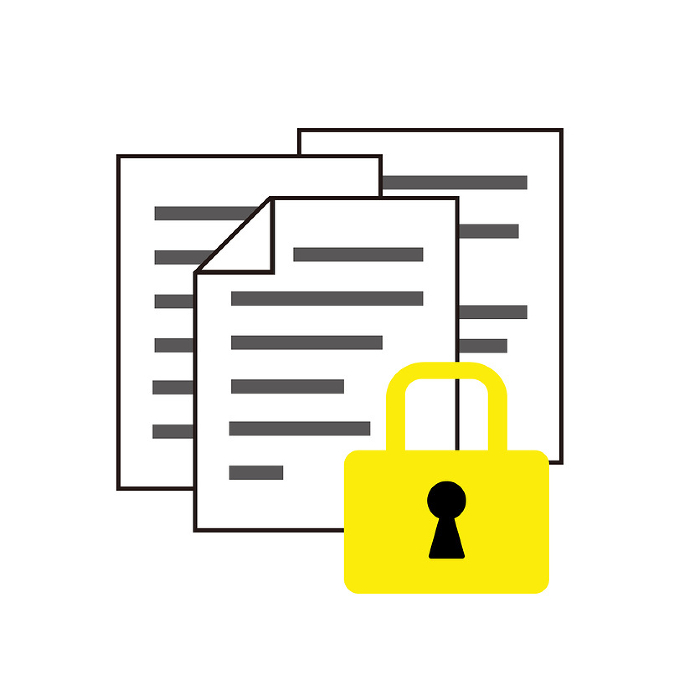 Documents and padlock icons