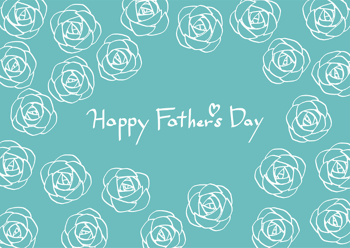 Father's Day Clip art of line drawing of rose (light blue background)