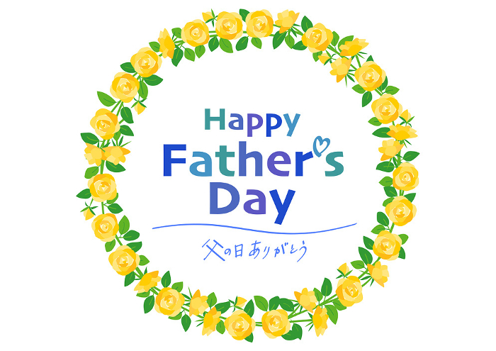 Clip art of round frame of yellow rose for Father's Day