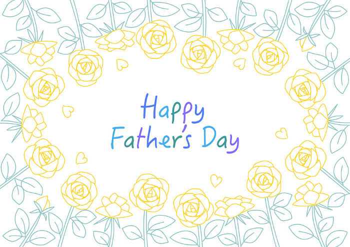 Father's Day Line Drawing Roses Background Clipart