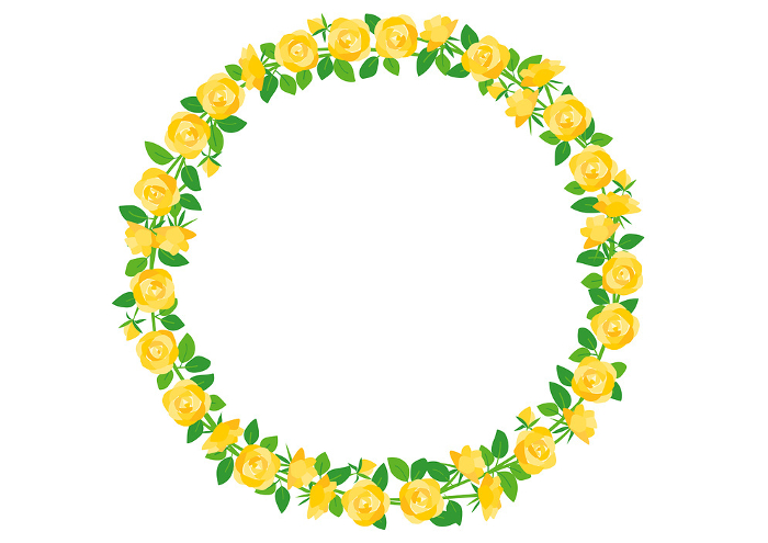Clip art of round frame of yellow rose