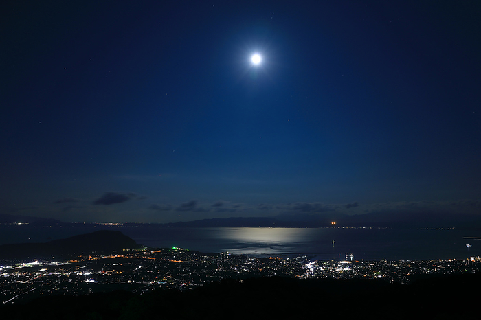 Moonlit Night Moon Road Full Moon and Ibusuki City