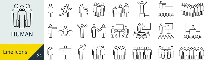 Vector people line drawing icon set