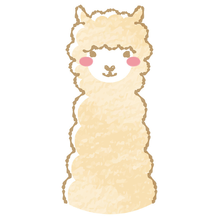 Simple and cute fuzzy alpaca with colored pencil touch (front facing face)