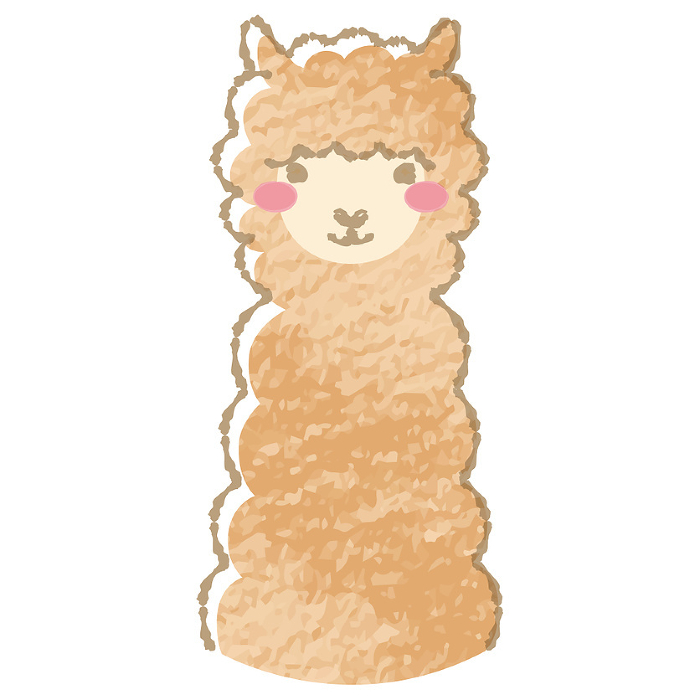 Simple and cute fuzzy alpaca with colored pencil touch (front facing face)