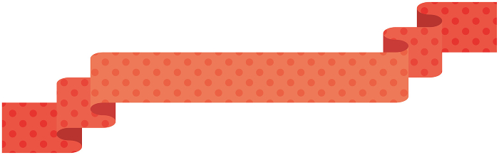 Illustration of simple ribbon with dot pattern single 7 (red)