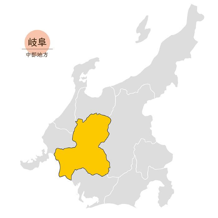 Gifu Prefecture, Chubu Region, Japan Map, Icons