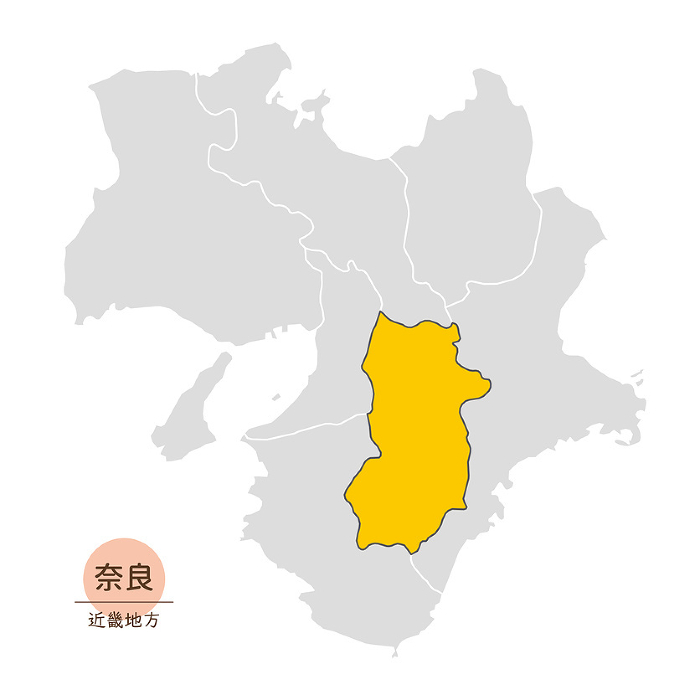 Map of Nara Prefecture, Kinki Region, Nara, Japan, Icons