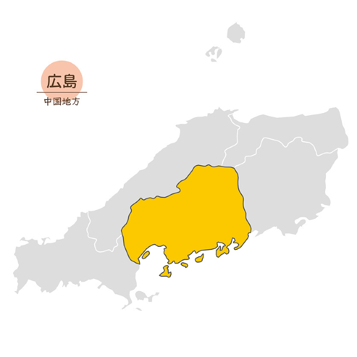 Hiroshima Prefecture, Chugoku Region, Japan Map, Icons