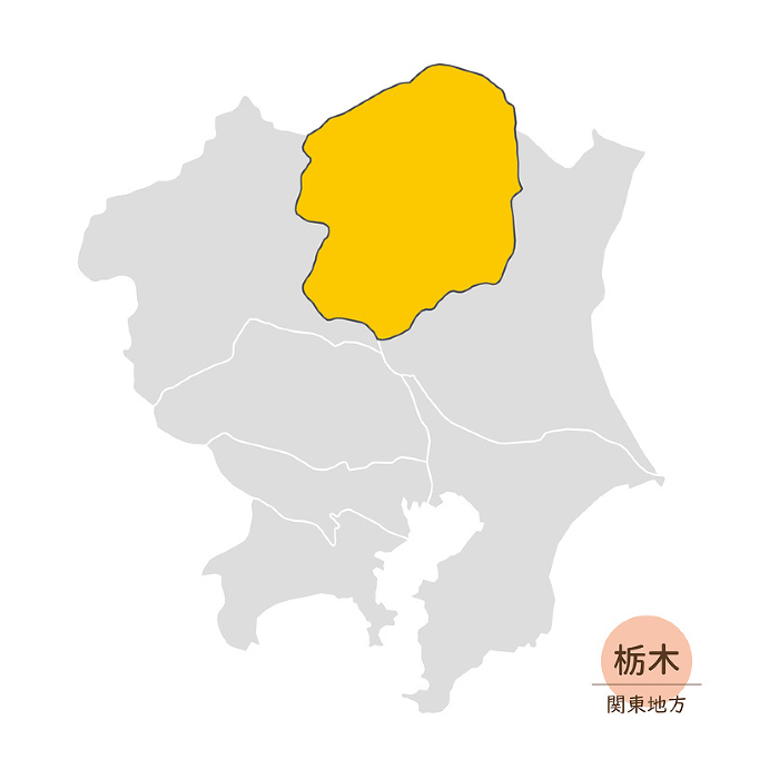 Map of Tochigi Prefecture, Kanto Region, Japan, Icons