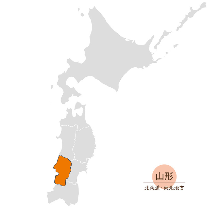 Yamagata Prefecture, Map of Yamagata Prefecture in Hokkaido and Tohoku Region, Icons