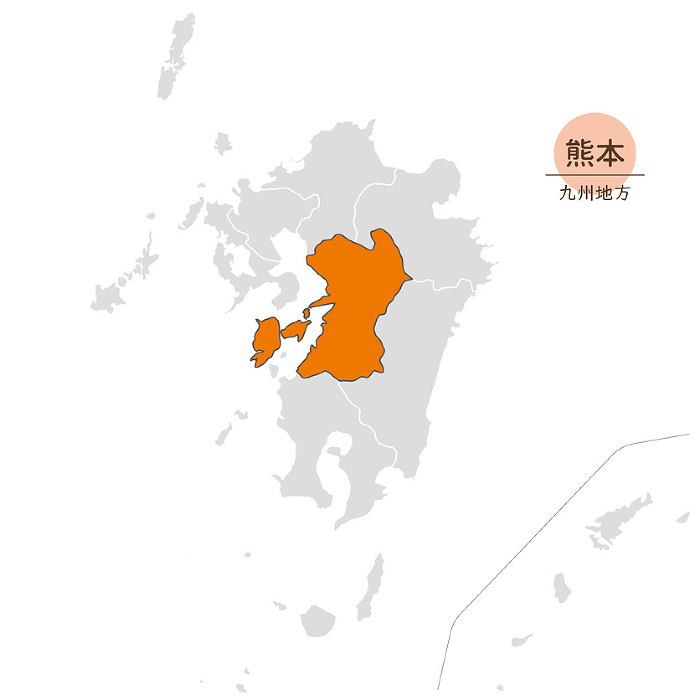 Map of Kumamoto Prefecture, in Kyushu Region, including isolated islands