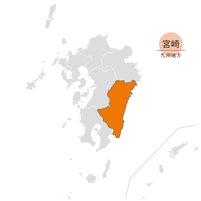 Miyazaki Prefecture, Kyushu Region, Japan Map, Icons