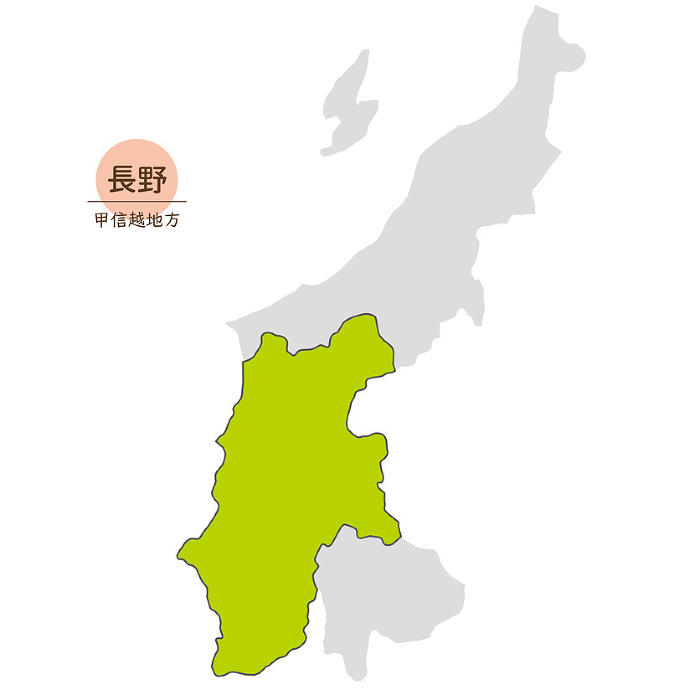 Map of Nagano Prefecture, Nagano Prefecture in Koshinetsu Region, Icons