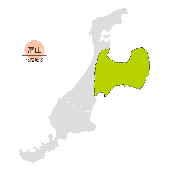 Map of Toyama Prefecture, Hokuriku Region, Toyama, Japan, Icons