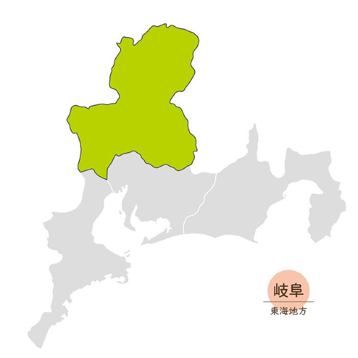 Map of Gifu Prefecture, Tokai Region in Gifu Prefecture, Icons