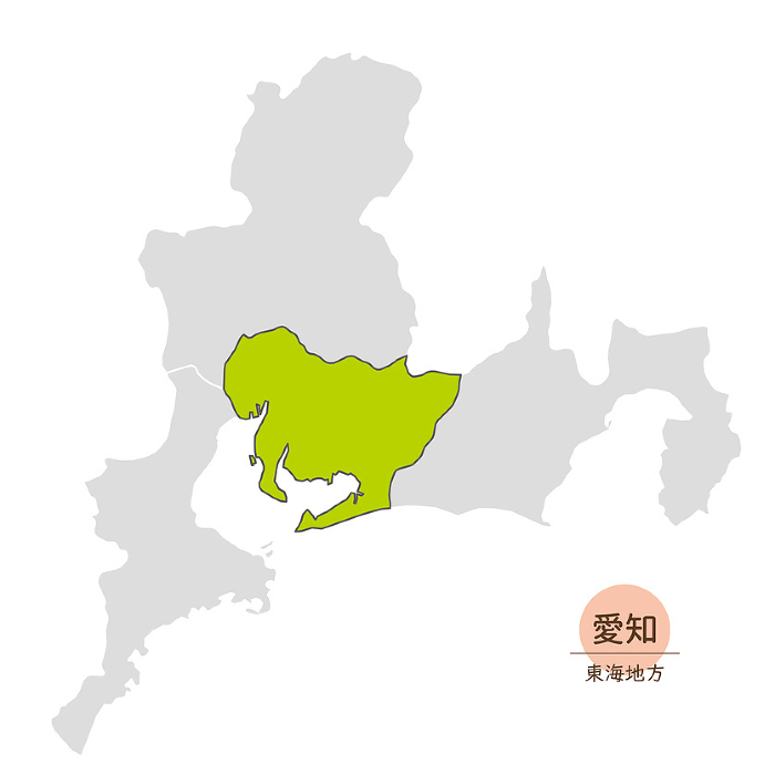 Map of Aichi Prefecture, Aichi Prefecture in Tokai Region, Icons