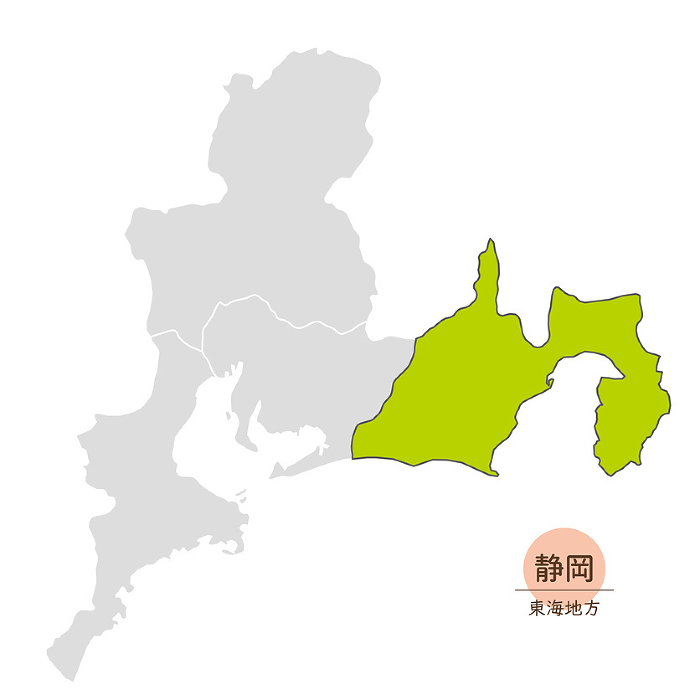 Map of Shizuoka Prefecture, Tokai Region, Japan, Icons