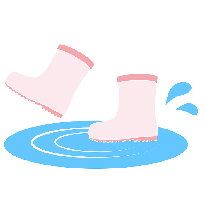 Clip art of pink boots and puddle