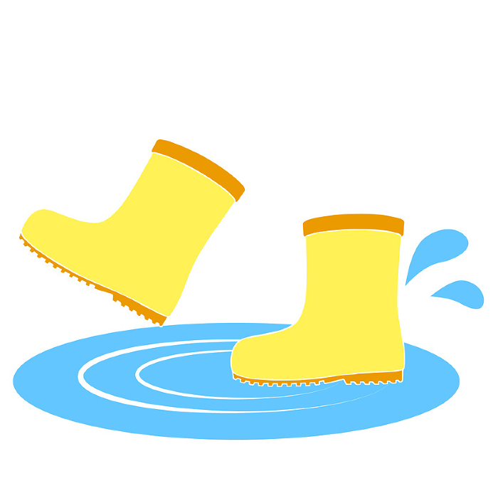 Clip art of yellow boots and puddle