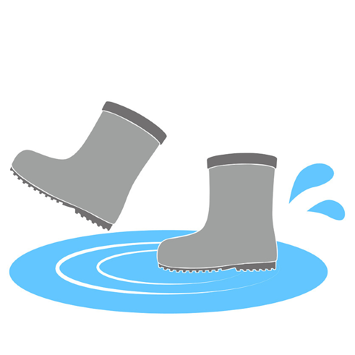 Clip art of gray boots and puddle