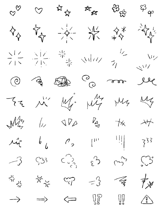 Hand drawn effect icon set, cartoon expression, decoration material