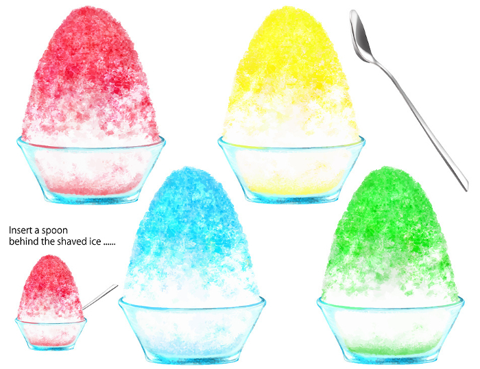 Vector Shaved Ice Shaved Ice Syrup Strawberry Melon Blue Hawaii Lemon