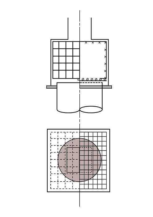 Illustration of a cross-sectional view of a pile foundation