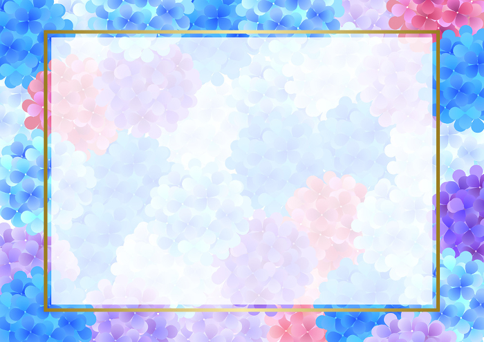 Hydrangea, frame, background, rainy season, illustration, cute, flower, hand water
