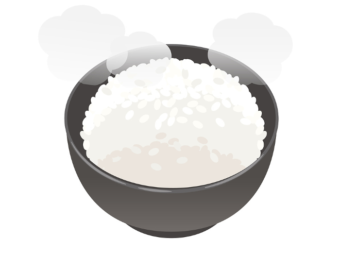 Vector illustration of white rice in a bowl